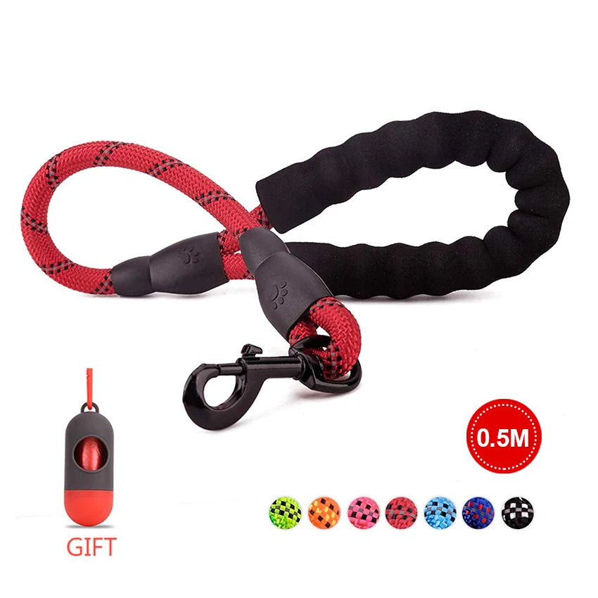 Pet Leash Reflective Strong Dog Leash 1.5M Long with Comfortable Padded Handle Heavy Duty Training Durable Nylon Rope Leashes