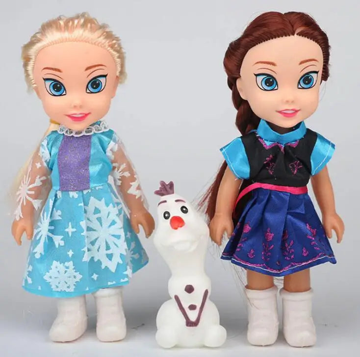 3pcs Elsa Anna Action Figure Toys 16cm Elsa Movable Figure Dolls Christmas Gifts Toys for Children Girls