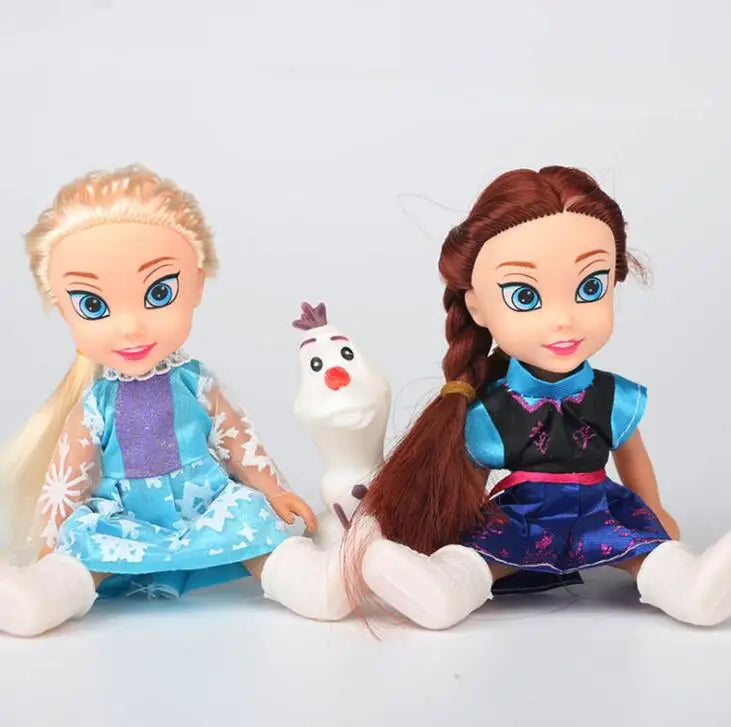 3pcs Elsa Anna Action Figure Toys 16cm Elsa Movable Figure Dolls Christmas Gifts Toys for Children Girls