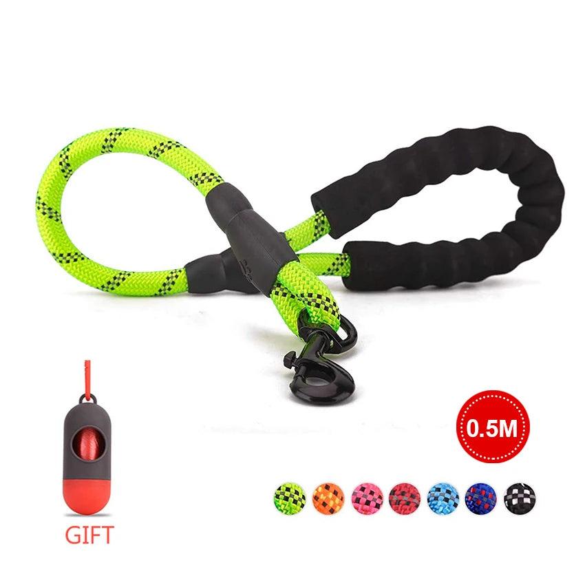 Pet Leash Reflective Strong Dog Leash 1.5M Long with Comfortable Padded Handle Heavy Duty Training Durable Nylon Rope Leashes