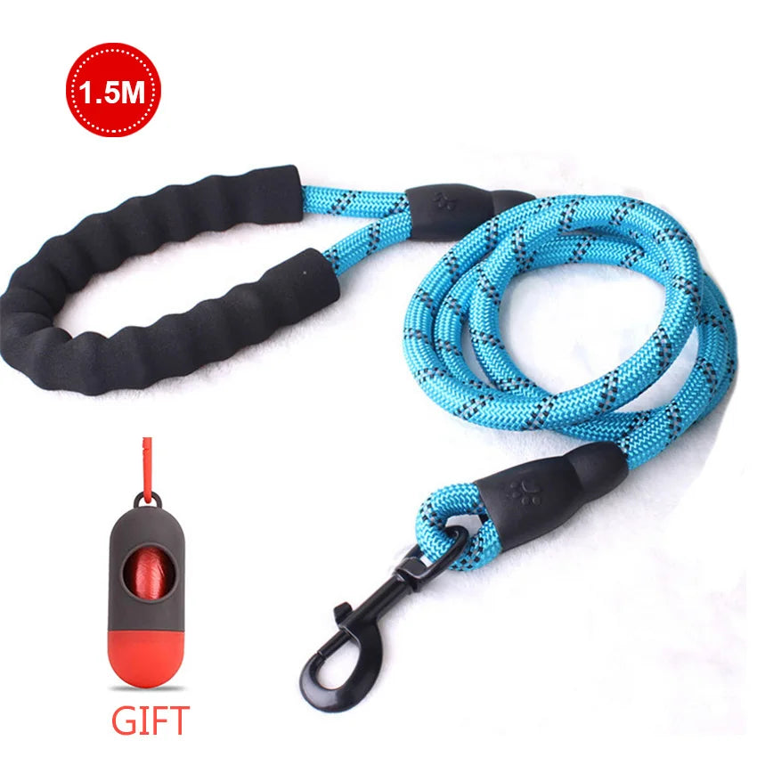 Pet Leash Reflective Strong Dog Leash 1.5M Long with Comfortable Padded Handle Heavy Duty Training Durable Nylon Rope Leashes