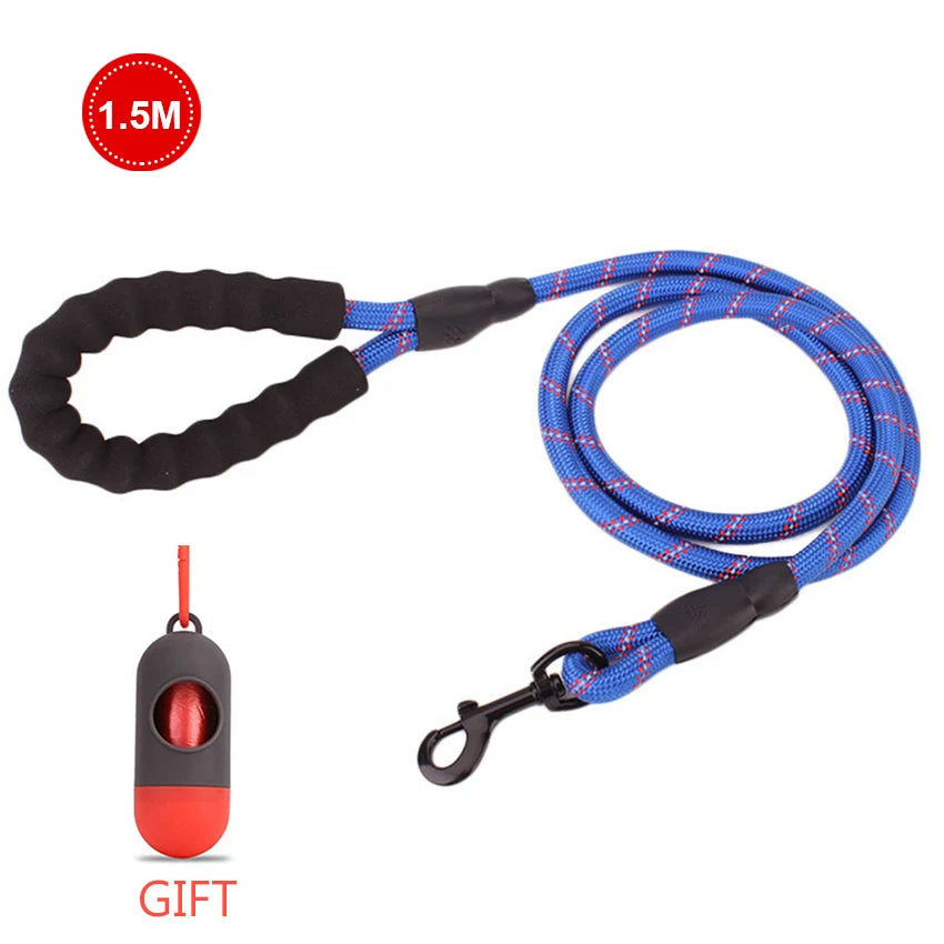 Pet Leash Reflective Strong Dog Leash 1.5M Long with Comfortable Padded Handle Heavy Duty Training Durable Nylon Rope Leashes