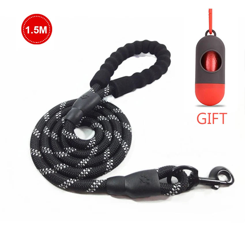 Pet Leash Reflective Strong Dog Leash 1.5M Long with Comfortable Padded Handle Heavy Duty Training Durable Nylon Rope Leashes