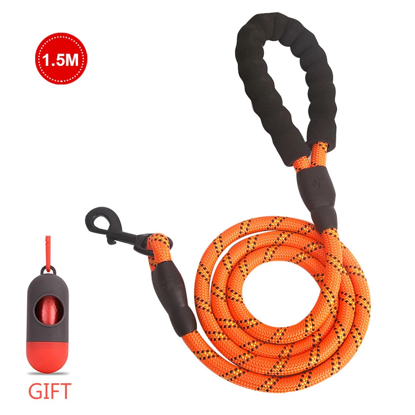 Pet Leash Reflective Strong Dog Leash 1.5M Long with Comfortable Padded Handle Heavy Duty Training Durable Nylon Rope Leashes