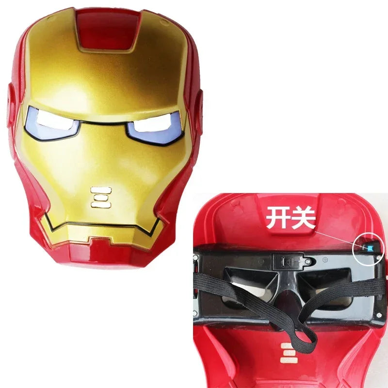 Disney Marvel Spiderman Masks Hulk Iron Man Captain America  Figure Led Light Collection Decoration Cosplay Model Toys Gifts