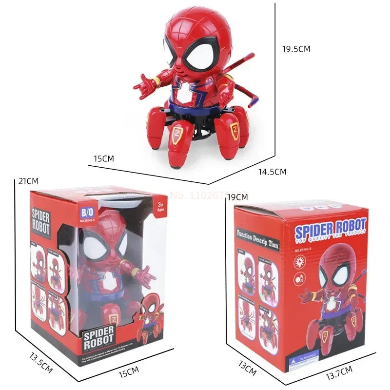 Marvel The Amazing Spider Man Dancing Robot Musical Light Electric Toy Doll Spiderman Action Figure Children Funny Birthday Gift