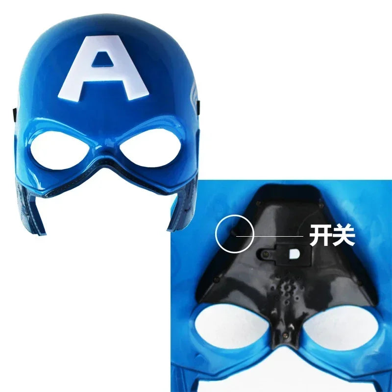 Disney Marvel Spiderman Masks Hulk Iron Man Captain America  Figure Led Light Collection Decoration Cosplay Model Toys Gifts