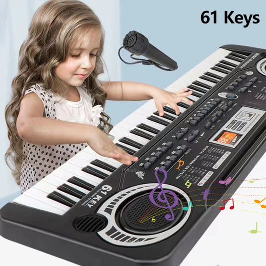 Kids Electronic Piano Keyboard 61 Keys Organ with Microphone / 24 Keys Education Toys Musical Instrument Gift for Child Beginner