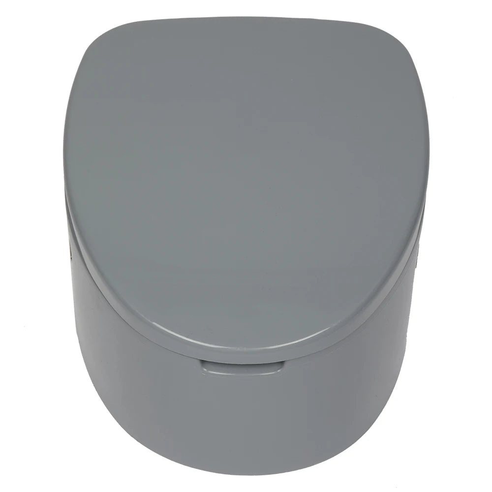 Portable toilet with lid, outdoor camping toilet with anti slip pad, easy to clean，grey