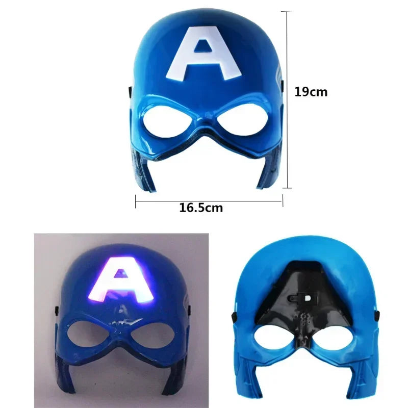 Disney Marvel Spiderman Masks Hulk Iron Man Captain America  Figure Led Light Collection Decoration Cosplay Model Toys Gifts