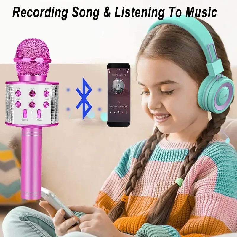 Kids Microphone Toys for Singing, Wireless Bluetooth Karaoke Microphone for Adults, Toys for Boys Girls  Birthday Party Gift