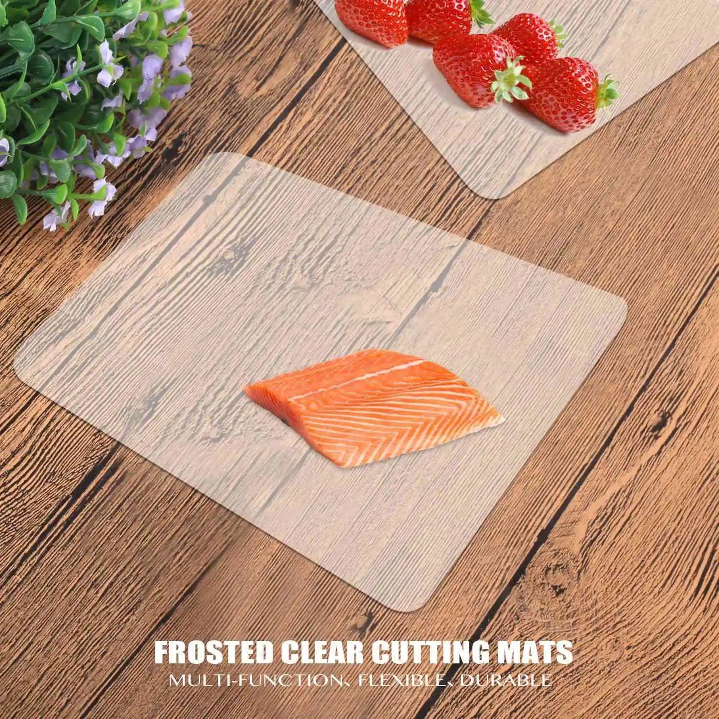 Clear Flexible Plastic Cutting Board Mats Set Frosted Clear Kitchen Cutting Board Clear Mats 17.5 x 12 Inches Set of 7