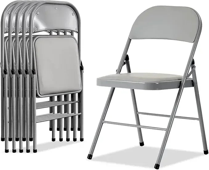 6 Pack Black Folding Chairs with Padded Seats for Outdoor & Indoor, Portable Stackable Commercial Seat with Steel Frame