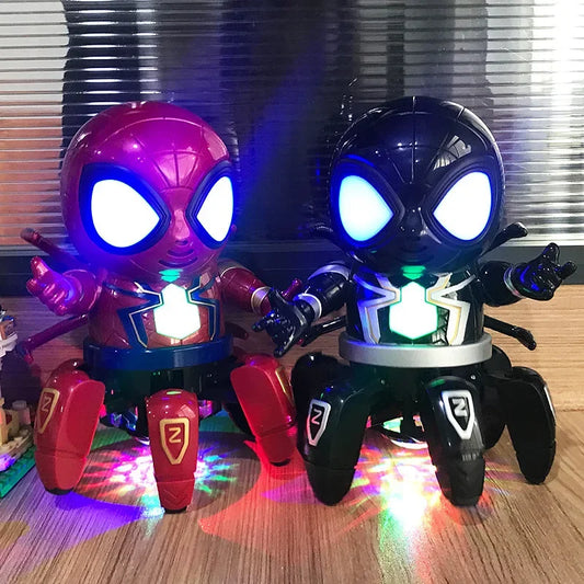 Marvel The Amazing Spider Man Dancing Robot Musical Light Electric Toy Doll Spiderman Action Figure Children Funny Birthday Gift