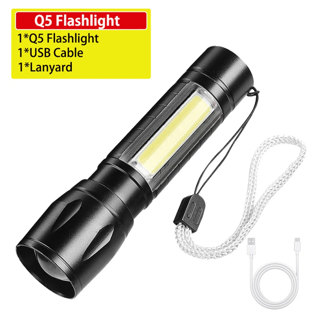 Rechargeable Led Flashlights Super Bright Flashlight 7 Modes with COB Work Light Powerful Handheld Flash Light for Home, Camping