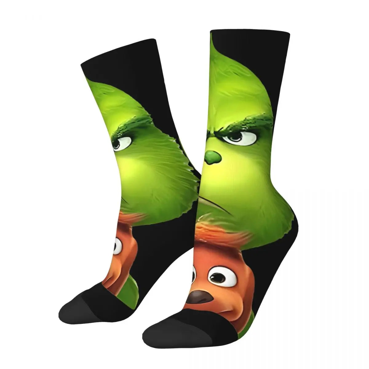 G-Grinchs Theme Design Crew Socks Product for Daily Wear Cozy Stockings