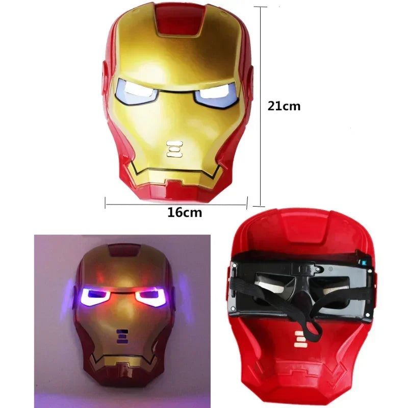 Disney Marvel Spiderman Masks Hulk Iron Man Captain America  Figure Led Light Collection Decoration Cosplay Model Toys Gifts