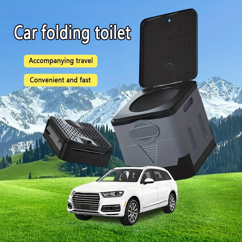 Portable Outdoor Toilet, Foldable Car Toilet for Camping Hiking Trekking, Travel, Lightweight and Easy to Carry