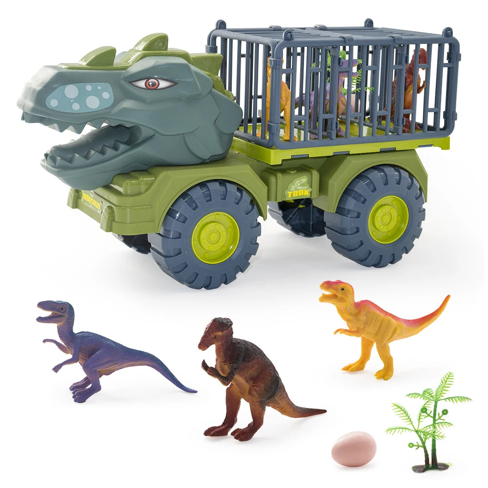 Boys Car Toys Dinosaur Truck Transport Carrier Vehicle Dino Animal Model Tyrannosaurus Rex Truck Game Children Birthday Gifts