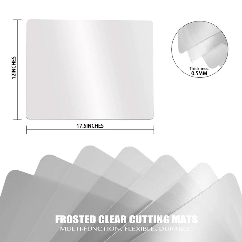 Clear Flexible Plastic Cutting Board Mats Set Frosted Clear Kitchen Cutting Board Clear Mats 17.5 x 12 Inches Set of 7