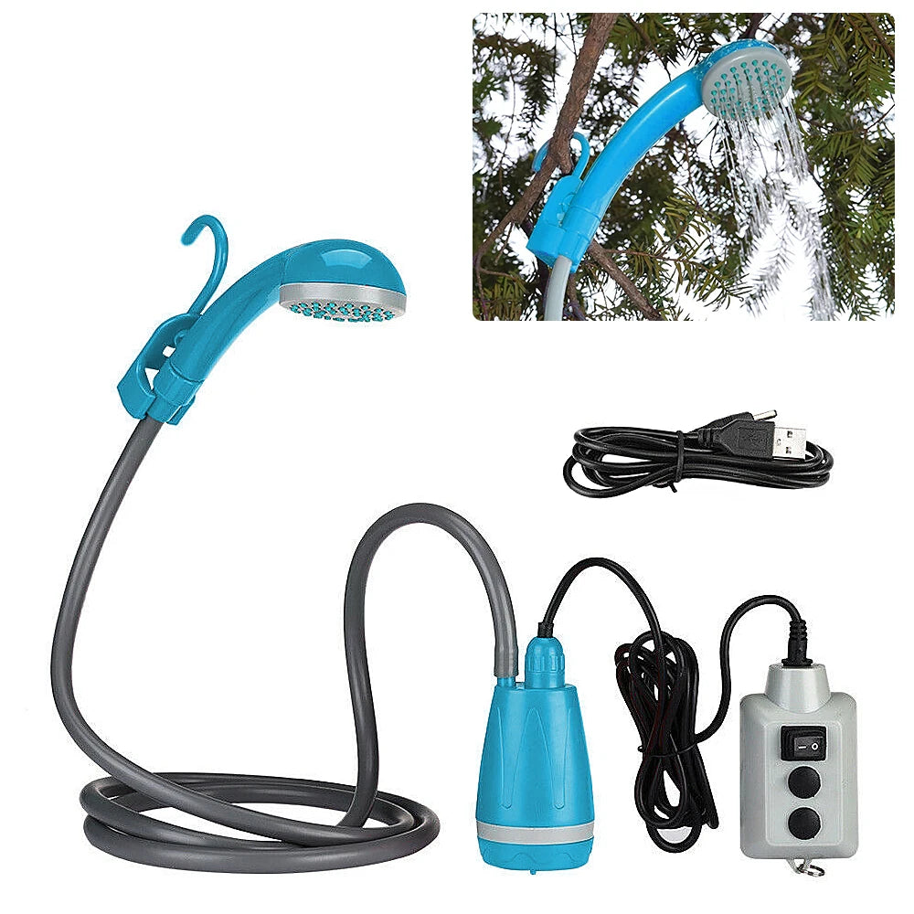 IN US Portable Camping Shower Outdoor Camping Shower Pump Rechargeable Shower Head for Camping Hiking Traveling