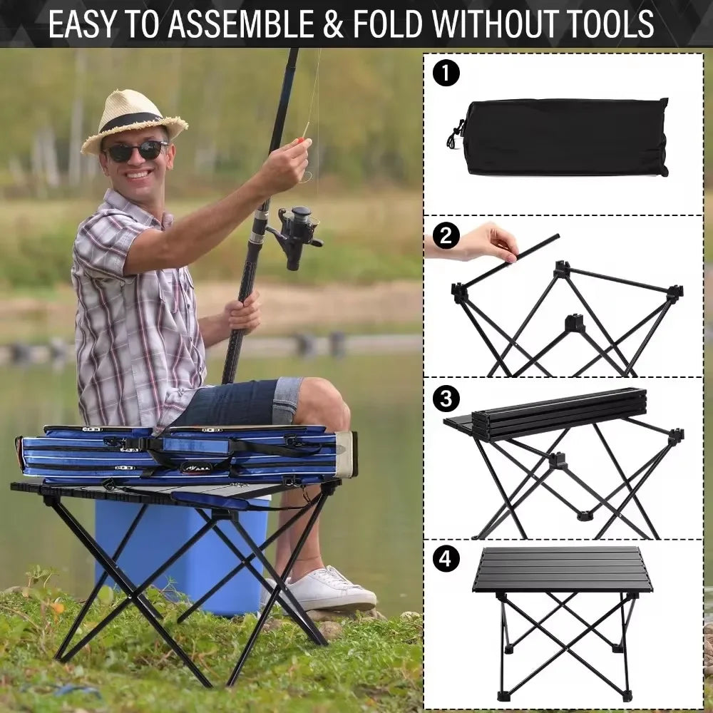 Outdoor Camping Folding Table Ultra Light Foldable Chicken Rolls Camp Fishing Table Picnic Barbecue Stall Simple Small Tables