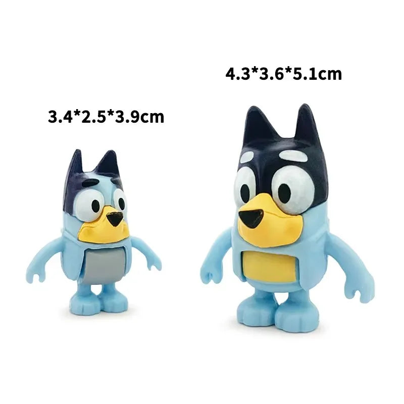 8Pcs/Set Bluey Toy Anime Figurines Toy Figures Movable Joints Action Figure Model Dolls Children Birthday Decoration Toy Gift