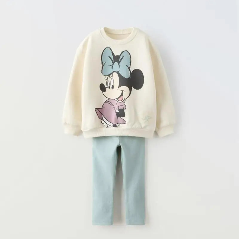 Children's Long Sleeved Set Disney Mickey Fashion Pullover+long Pants Two-piece Casual Sports Set Pure Cotton Children's Cloths