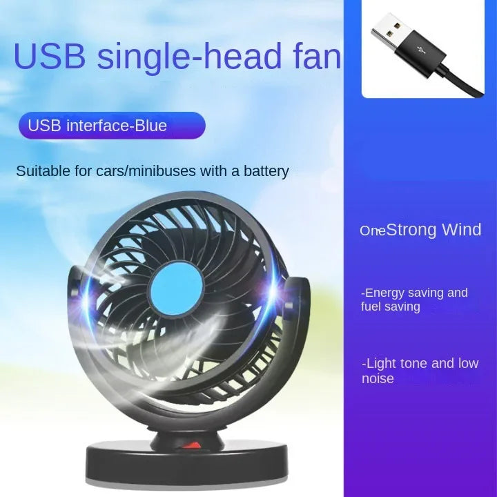 Car Fan 360° Adjustable 3 Head Air Fan Automotive Electric Fan USB/12V/24V Fan 2 Speeds Car Silent Fan For Home Desk Office&Car