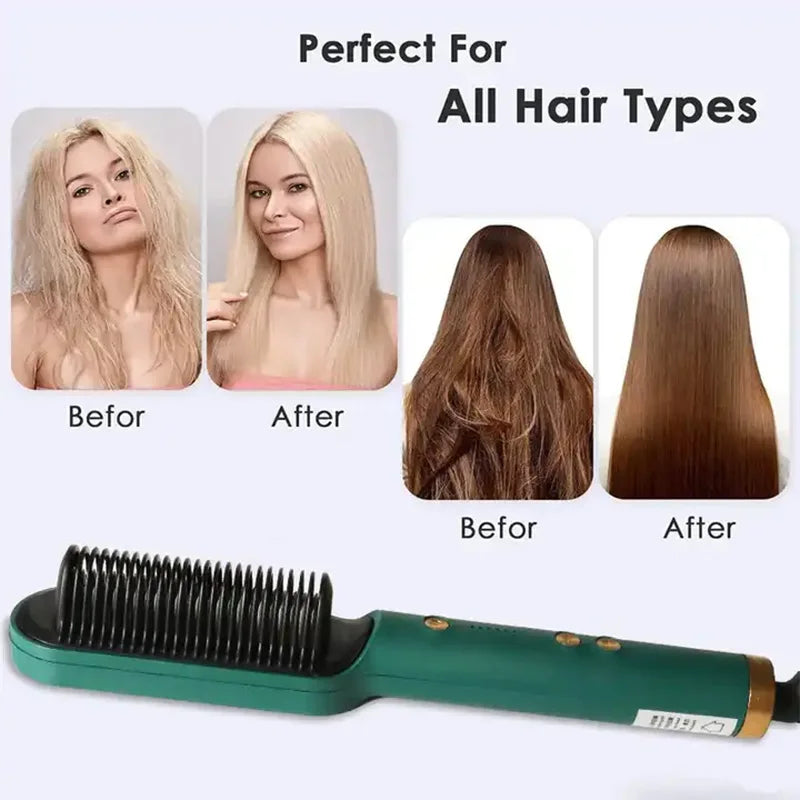 New Hair Straightener Ceramic Hot Comb 2 in 1 Electric Straighten Hair Brush Negative Ion Anti-scalding Styling Tool