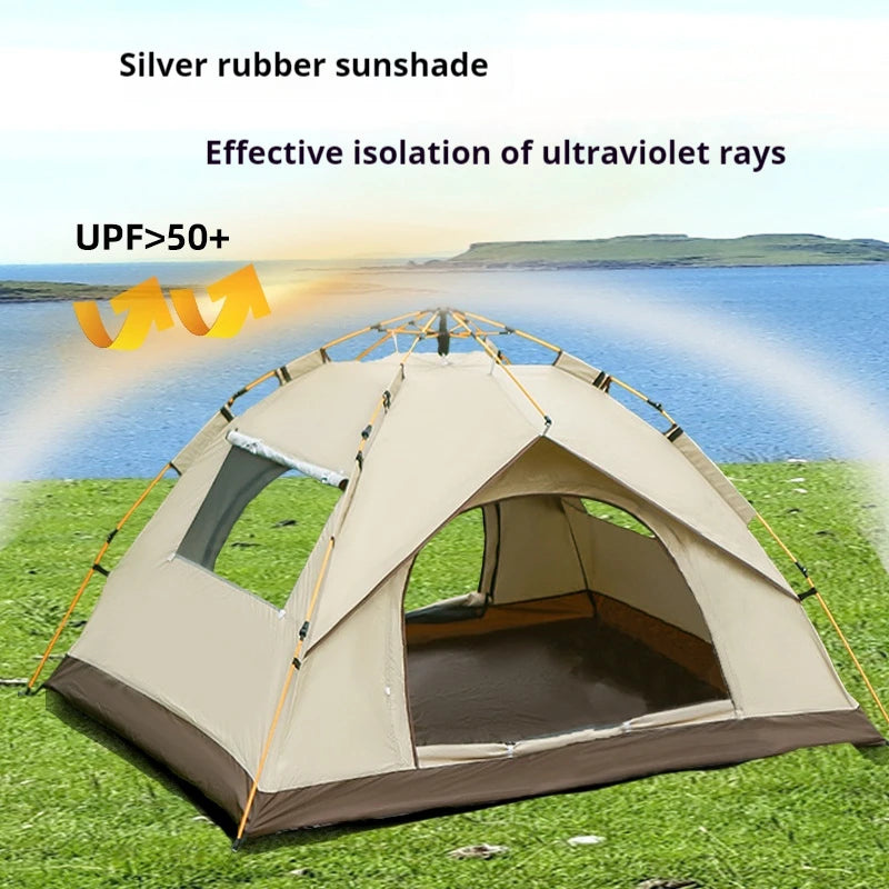 Outdoor shelter Sunshade Self-driving Travel Camping Tent Reactive outdoor Camping tent 4 person waterproof mountaineering