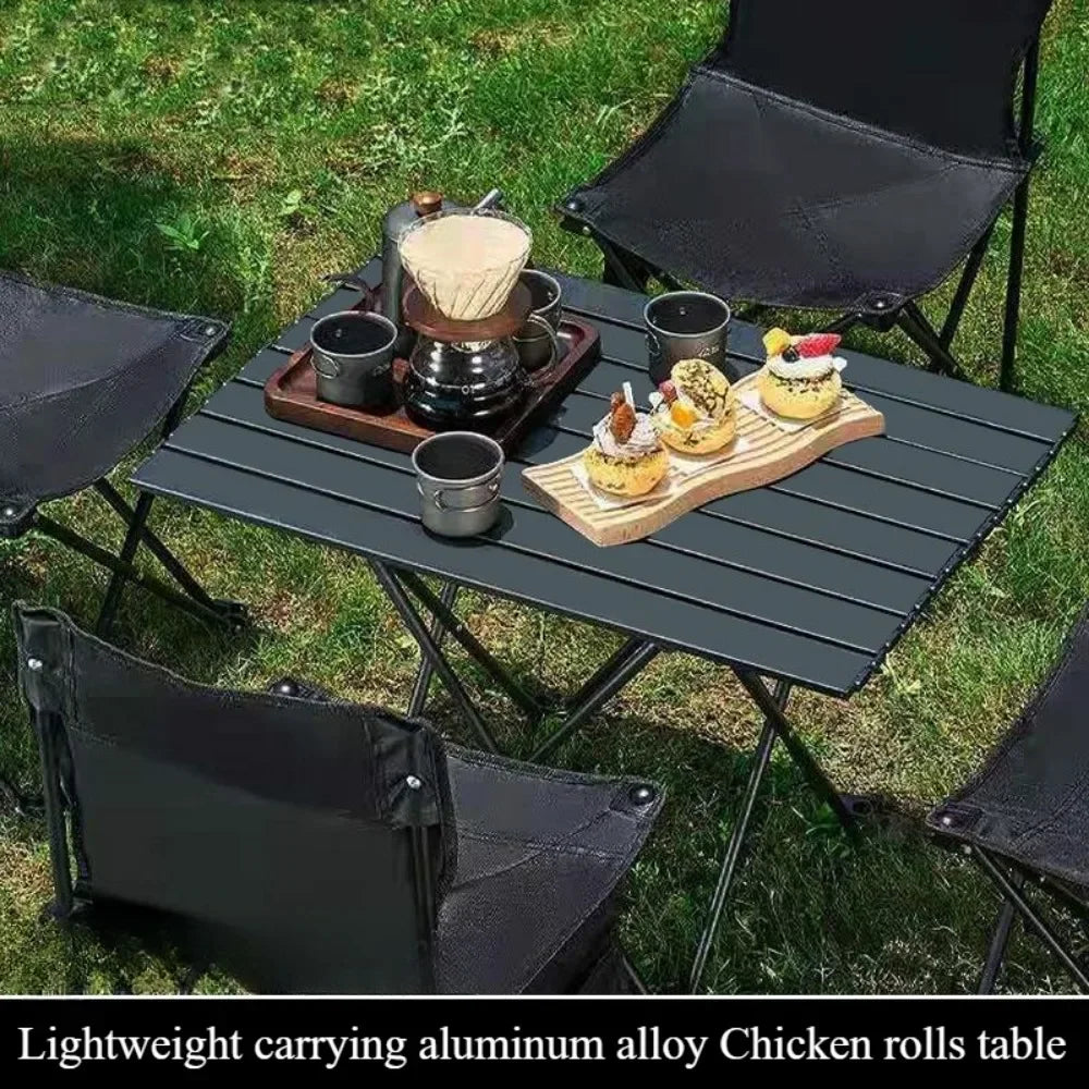 Outdoor Camping Folding Table Ultra Light Foldable Chicken Rolls Camp Fishing Table Picnic Barbecue Stall Simple Small Tables