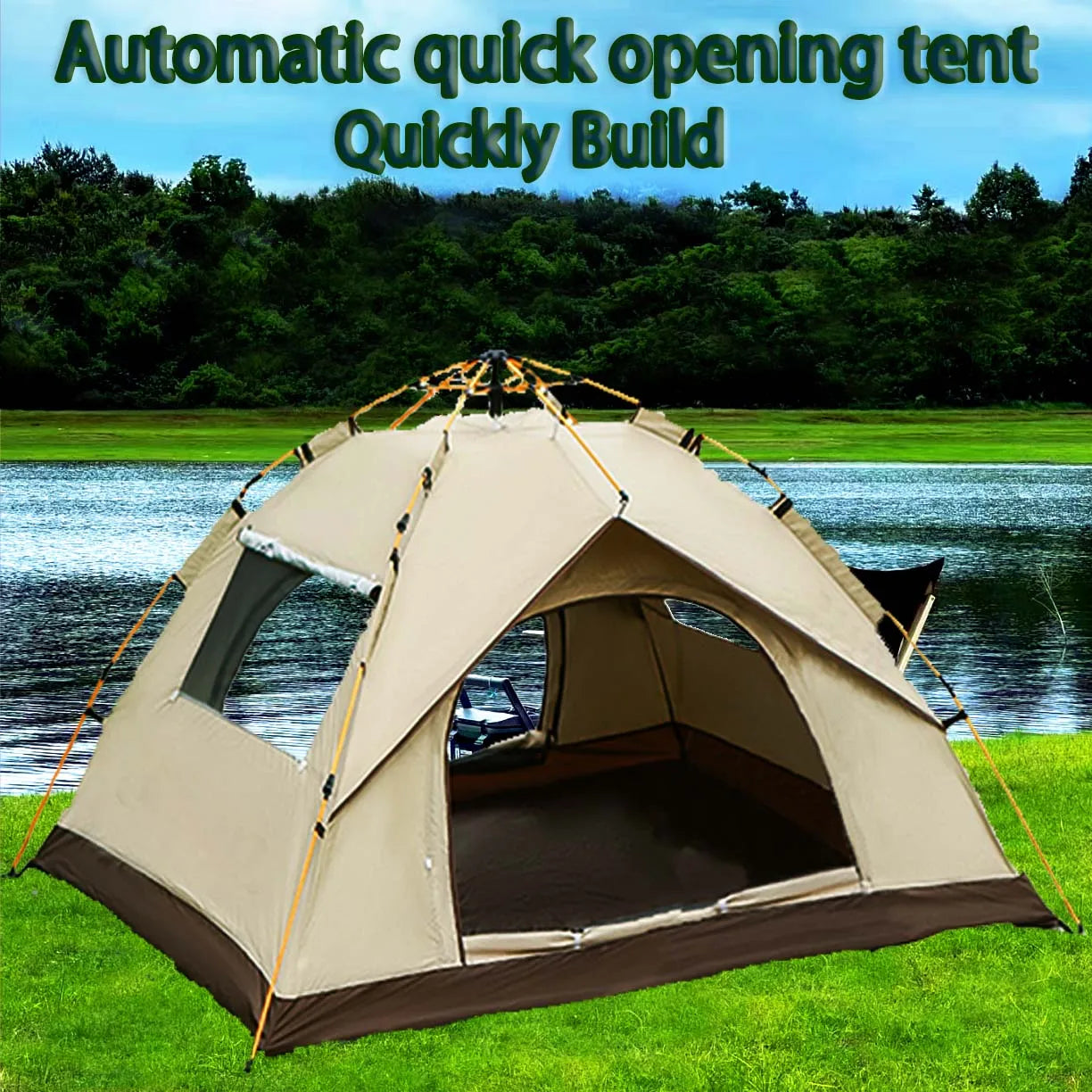 Outdoor shelter Sunshade Self-driving Travel Camping Tent Reactive outdoor Camping tent 4 person waterproof mountaineering