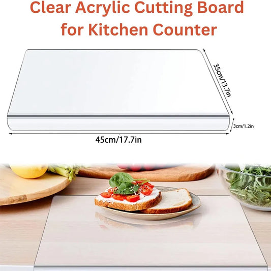 Acrylic Anti-slip Transparent Cutting Board with Lip for Kitchen Counter Countertop Protector Home Restaurant kitchen gadgets