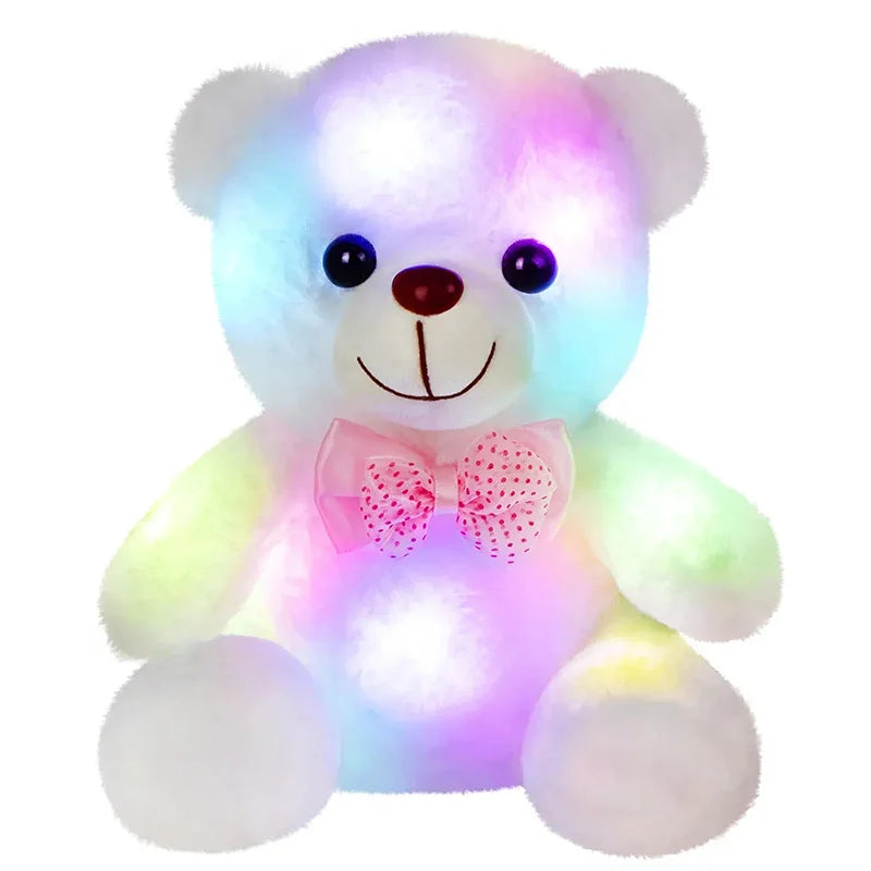 22cm Luminous Bear Teddy Stuffed Doll with LED Cute Animal Soft Plush Toy Nightlight Glow Bear Sensory Toys Gift for Kids