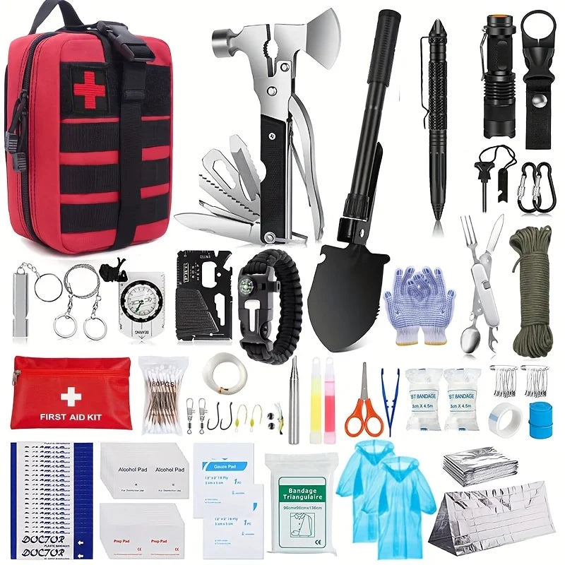 Multi functional survival tools, outdoor camping equipment, outdoor survival emergency supplies kit