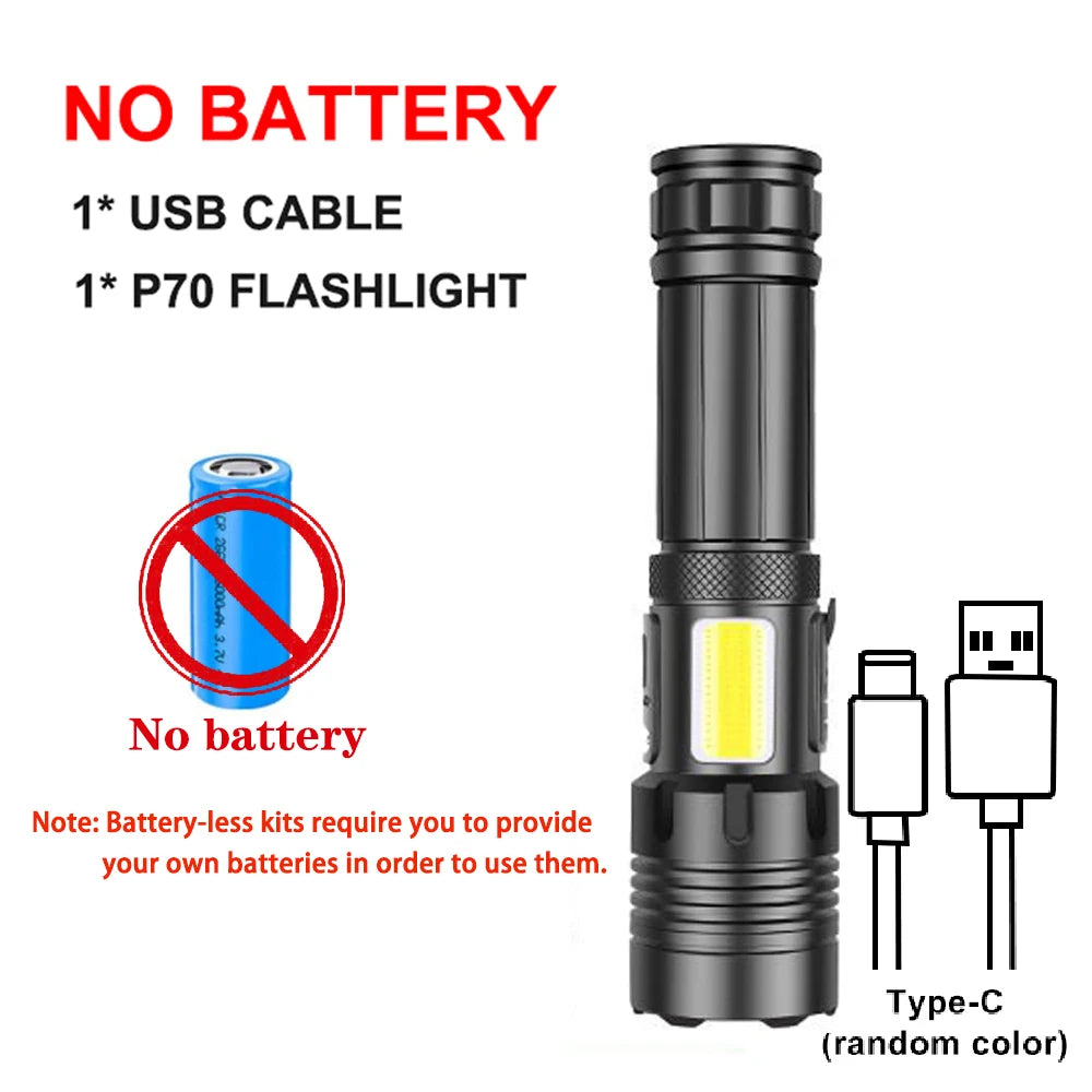 Rechargeable Led Flashlights Super Bright Flashlight 7 Modes with COB Work Light Powerful Handheld Flash Light for Home, Camping