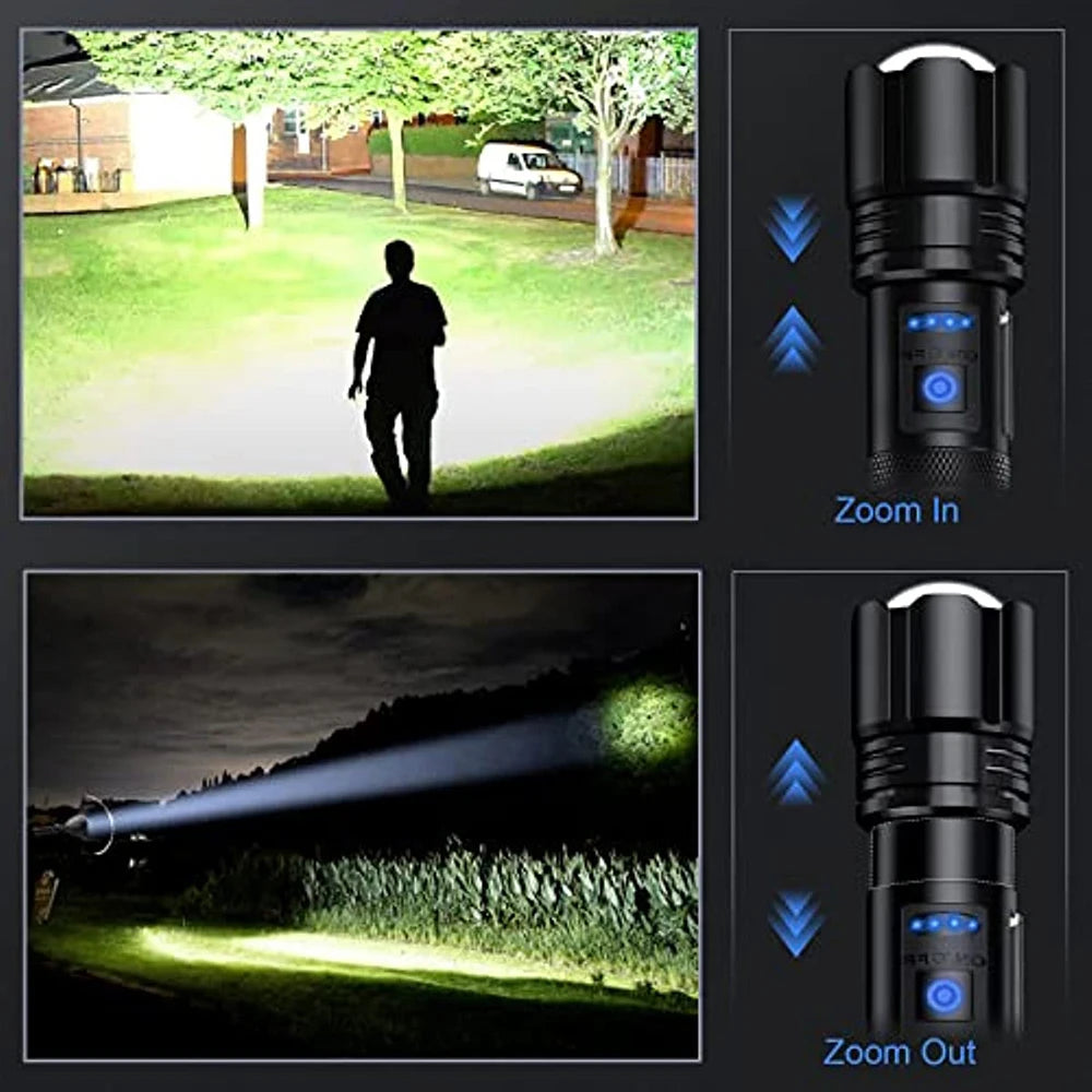 Rechargeable Led Flashlights Super Bright Flashlight 7 Modes with COB Work Light Powerful Handheld Flash Light for Home, Camping