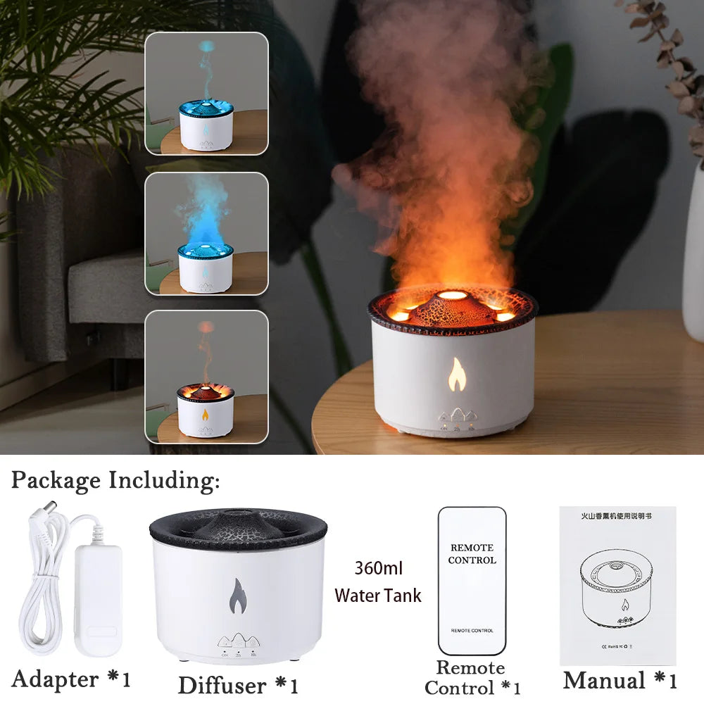 Jellyfish Volcano Fire Flame Aroma Air Humidifier Diffuser Essential Oil Electric Smell for Home Perfume Cool Mist Maker