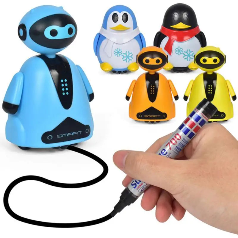 Draw Lines Follow Toy Creative Inductive Electric Robot Car Follow Any Line You Draw Robot Penguin Toy Educational Toy Kid Gifts