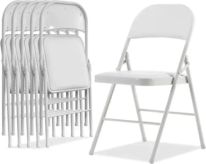 6 Pack Black Folding Chairs with Padded Seats for Outdoor & Indoor, Portable Stackable Commercial Seat with Steel Frame