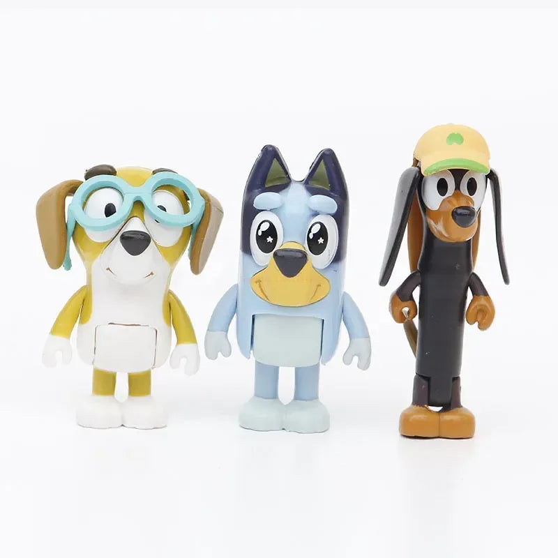 12 Bluey Family Character Model Decorations Cute Puppy Movable Joints Decorations Mini Pvc Character Model Toys Children's Gifts