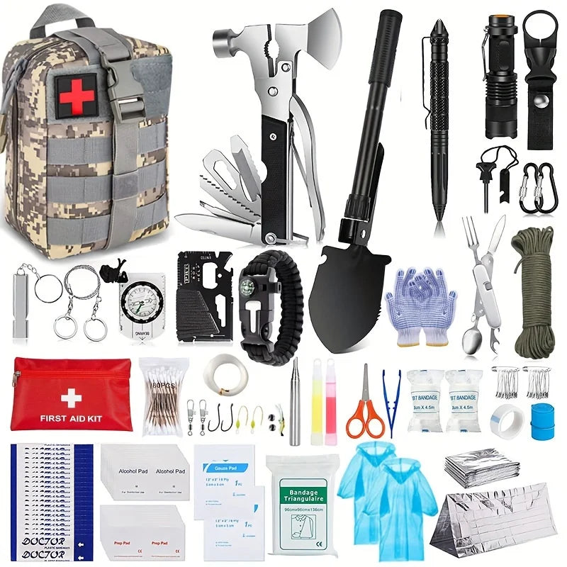 Multi functional survival tools, outdoor camping equipment, outdoor survival emergency supplies kit