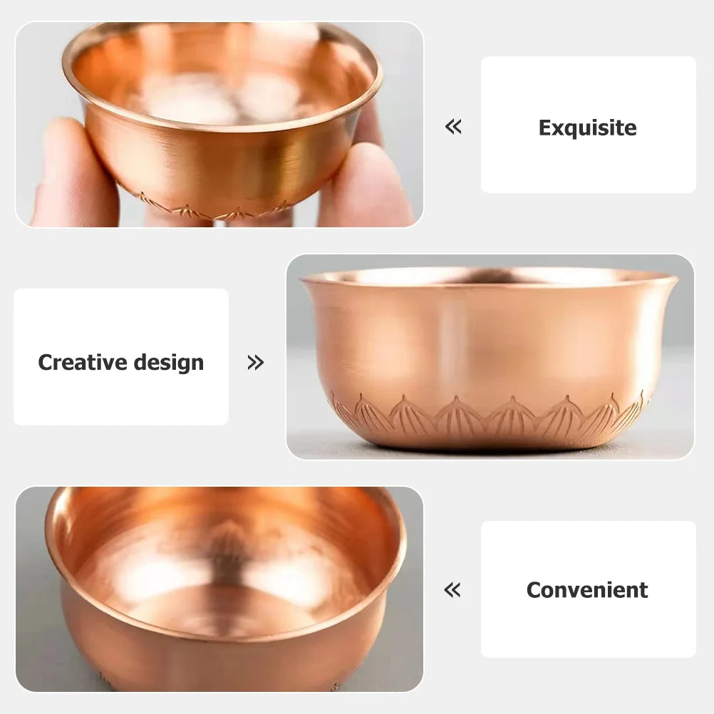 Tabletop Cup Worship Bowl Copper Teacup Exquisite Offering Cart Golden Cups