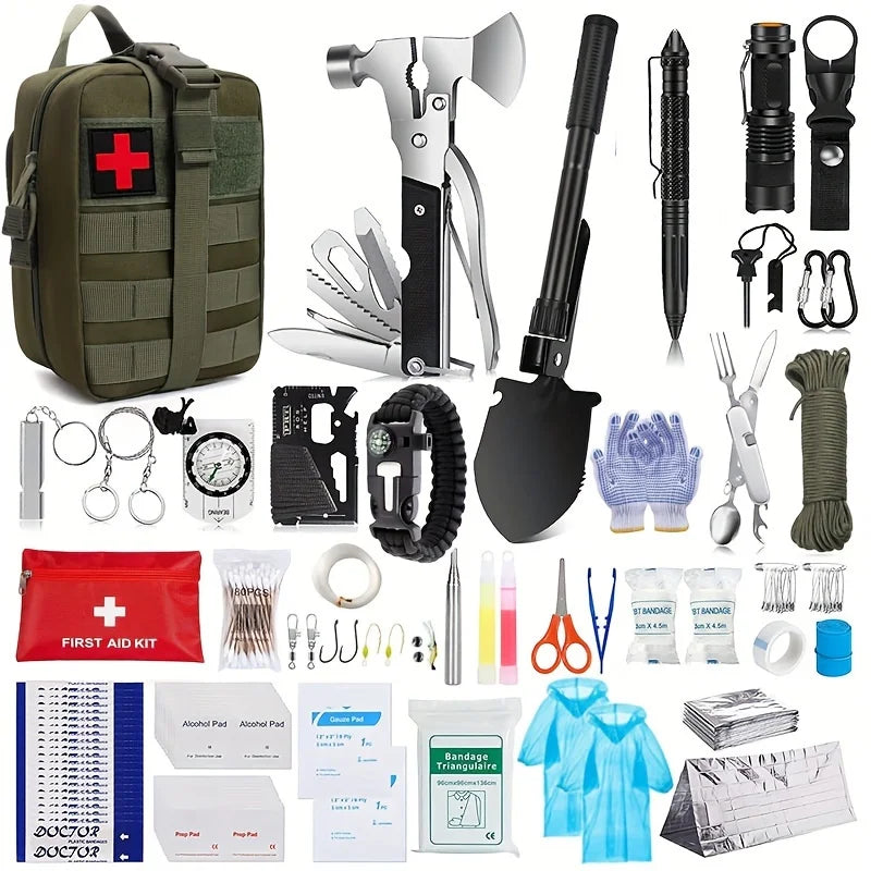 Multi functional survival tools, outdoor camping equipment, outdoor survival emergency supplies kit