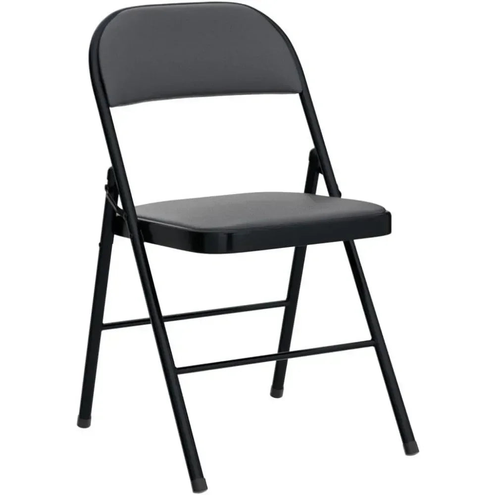 6 Pack Black Folding Chairs with Padded Seats for Outdoor & Indoor, Portable Stackable Commercial Seat with Steel Frame