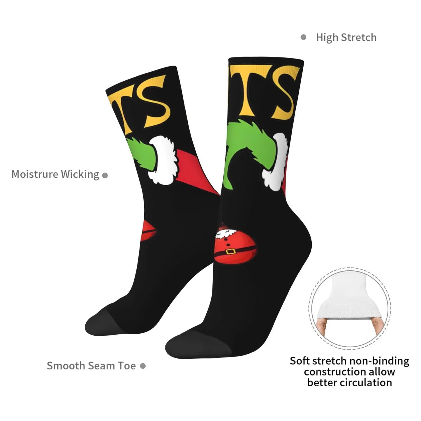 G-Grinchs Theme Design Crew Socks Product for Daily Wear Cozy Stockings