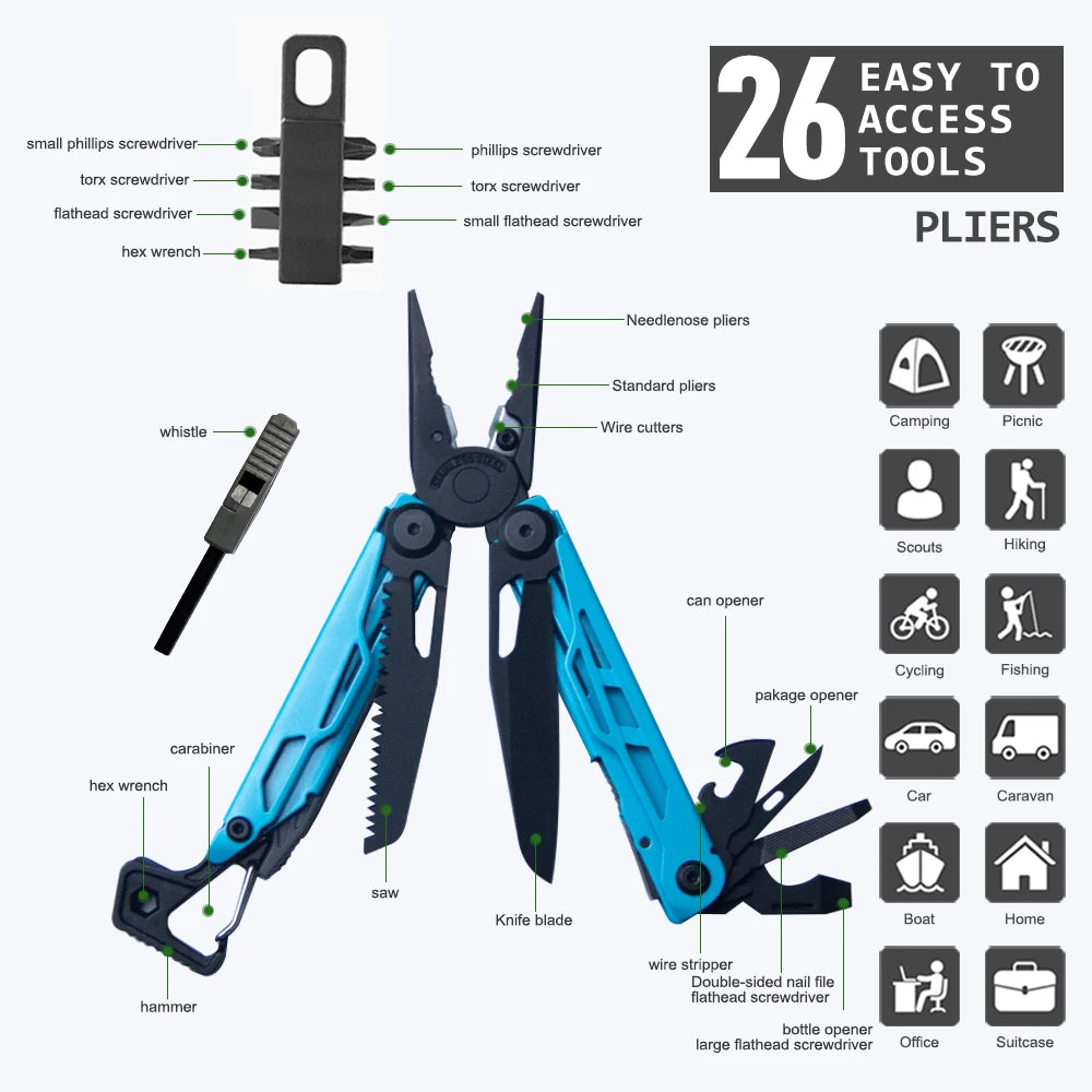 Multi-tool Pliers Camping tool EDC knife, bottle opener Outdoor hiking multi-tool screw head, father men's holiday gift