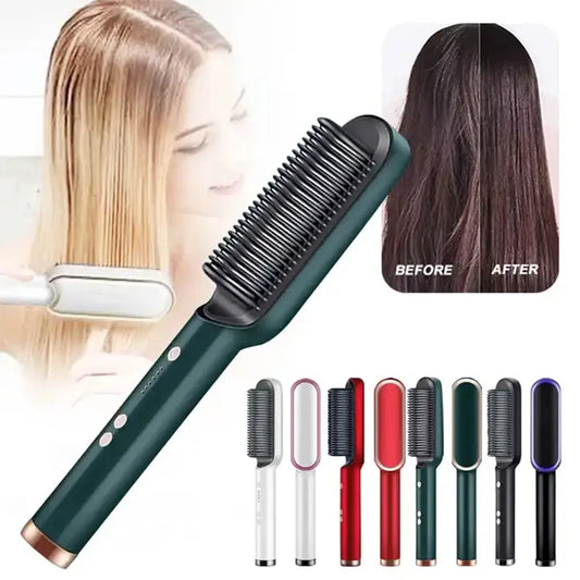 New Hair Straightener Ceramic Hot Comb 2 in 1 Electric Straighten Hair Brush Negative Ion Anti-scalding Styling Tool