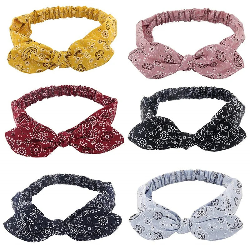 New Boho Women Soft Solid Print Headbands Vintage Cross Knot Elastic Hairbands Turban Bandanas Girls Hair Bands Hair Accessories